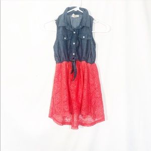 CHAMBRAY & RED HILOW DRESS WITH MATCHING LEGGINGS
